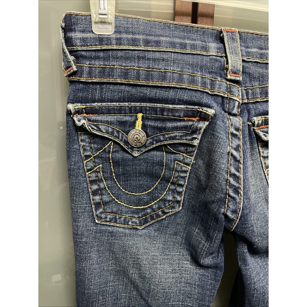 True Religion Jeans JOEY Flare Girls Size 14 Youth Kids Blue Twisted Leg Y2K 90s - Picture 7 of 12